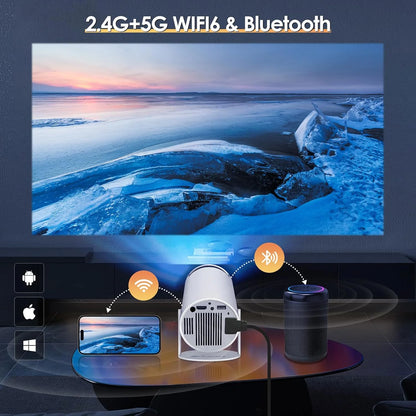 Mini Projector with Wifi and Bluetooth,4K 1080P Supported,Outdoor Movie Projector