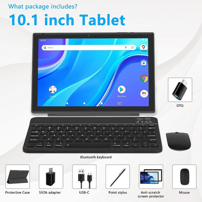 2024 Newest Android 13 Tablet 10 Inch, 12GB RAM 128GB ROM/1TB Expandable Tablet PC, 2 in 1 Tablets with Keyboard, Quad-Core 2.0Ghz CPU HD Screen, Google Certified 5G Wifi 6 BT 5.0, 8MP Camera Tableta